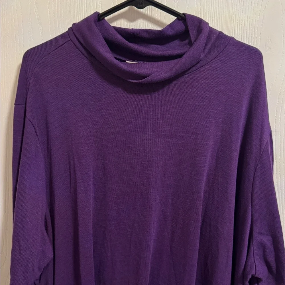 Terra & Sky Women's Plus Size Slub Sharkbite Tunic‎ Length Cowlneck Knit Top 4X